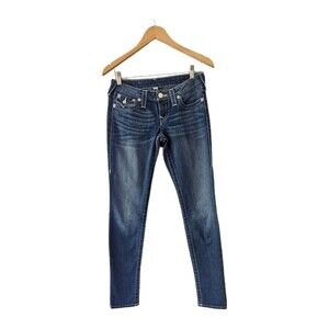 TRUE RELIGION Jeans Y2K SKINNY Flap Pocket Stretch LOW Rise‎ Zip Fly 27
